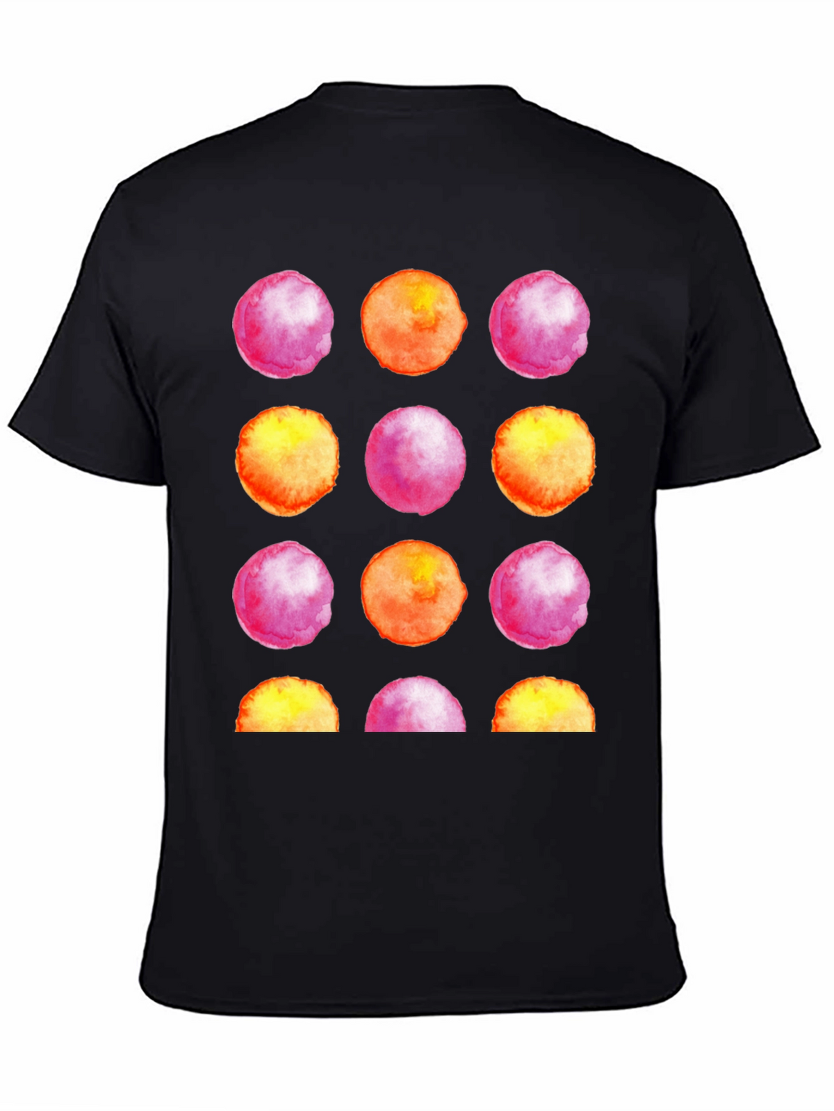 Watercolor Circles Black T-Shirt
