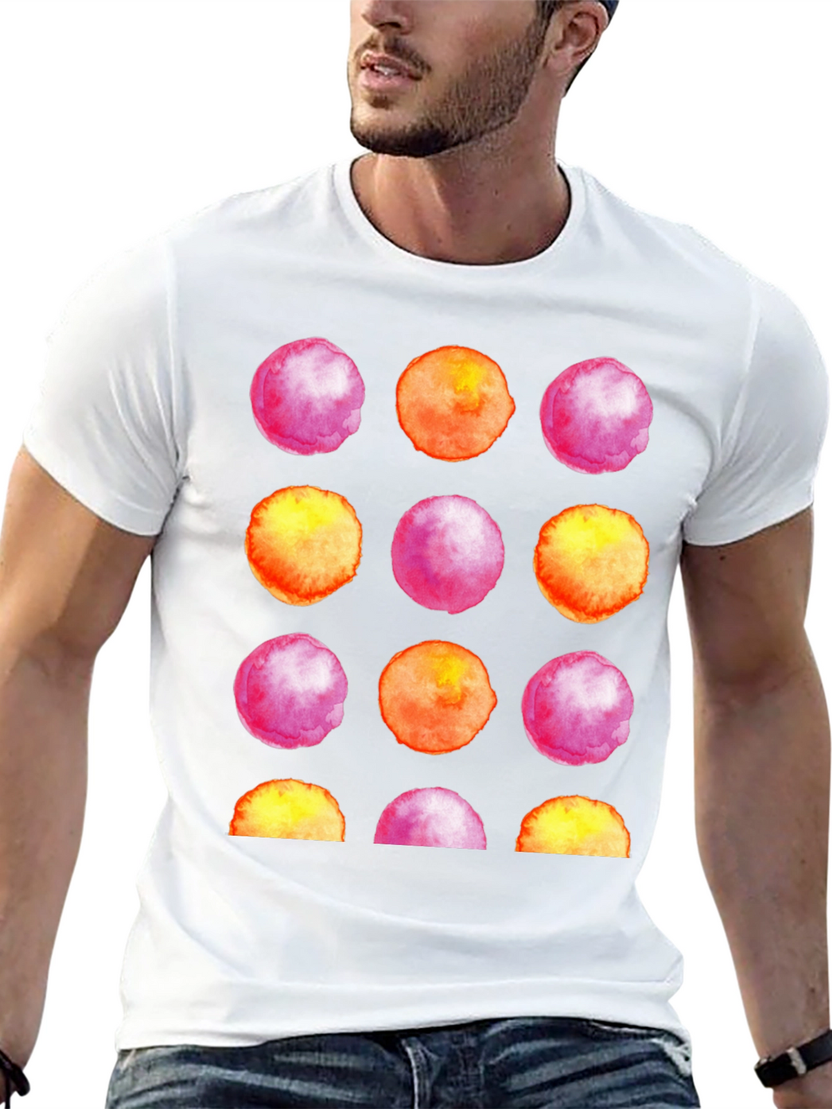 Watercolor Circles Black T-Shirt