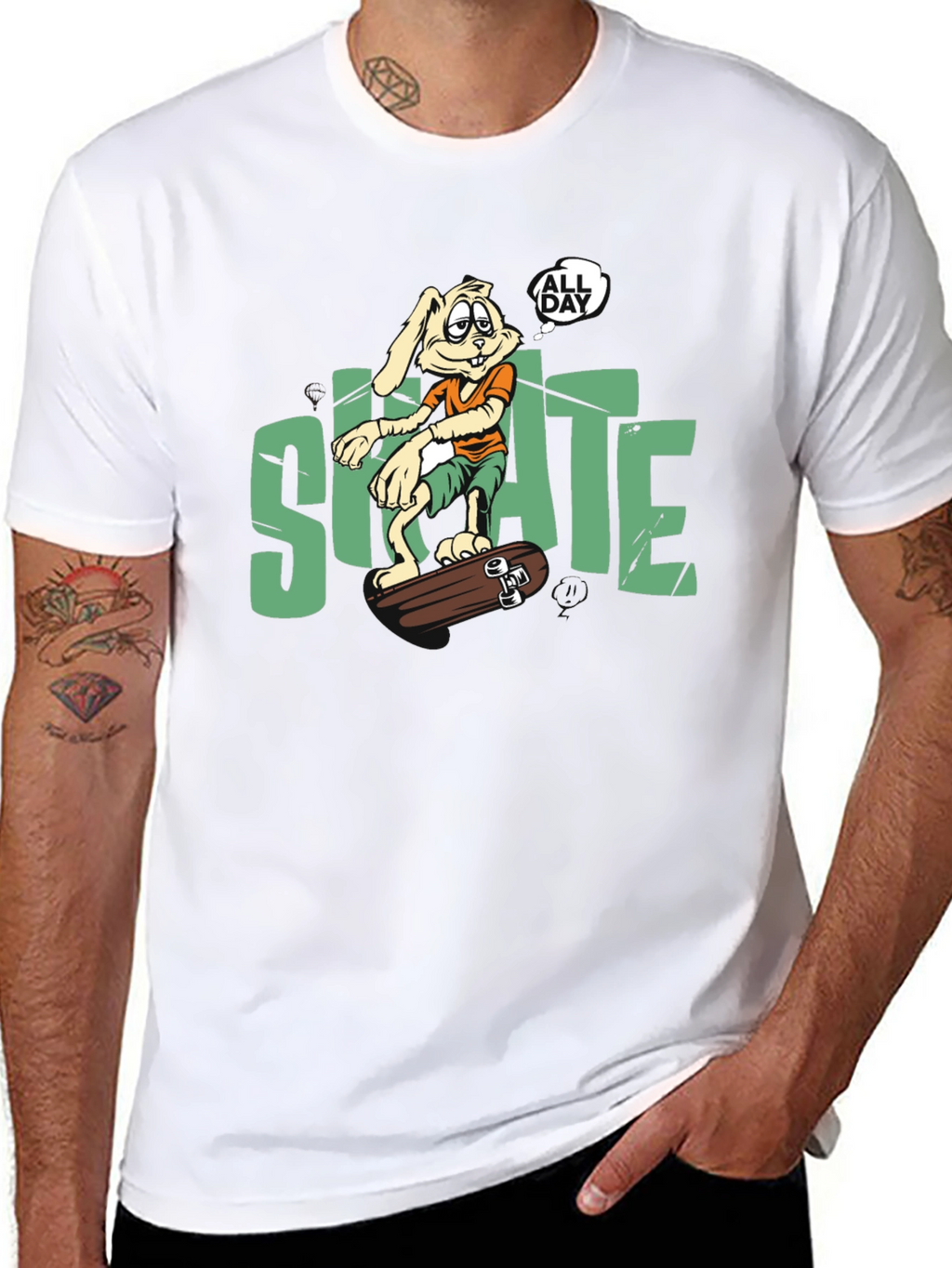Skate All Day T-Shirt: Bunny Skateboarder