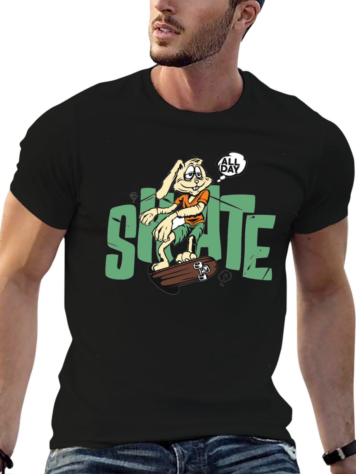 Skate All Day T-Shirt: Bunny Skateboarder