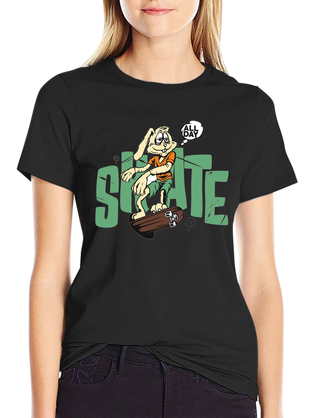 Skate All Day T-Shirt: Bunny Skateboarder