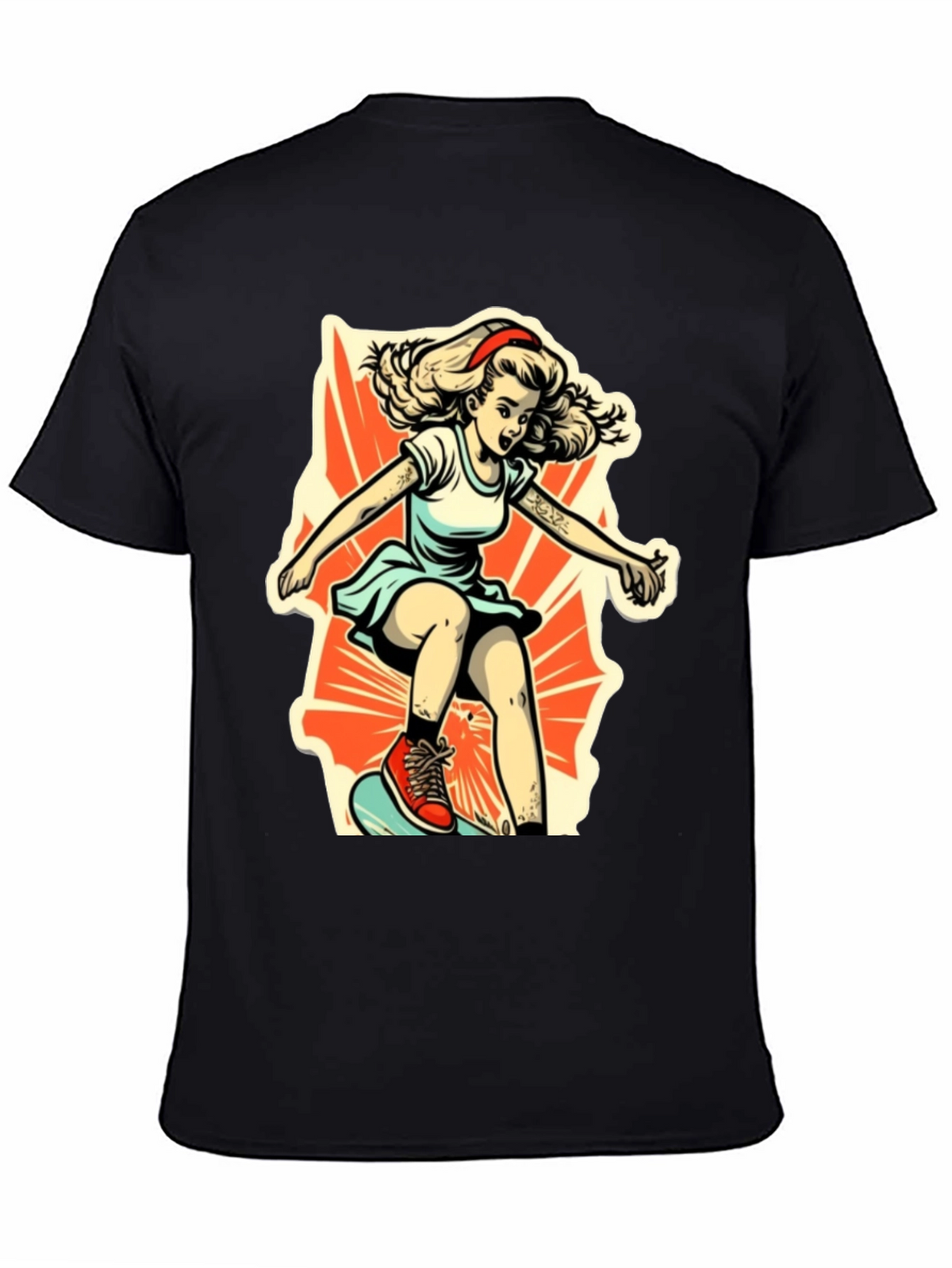 Retro Skater Girl Graphic T-Shirt