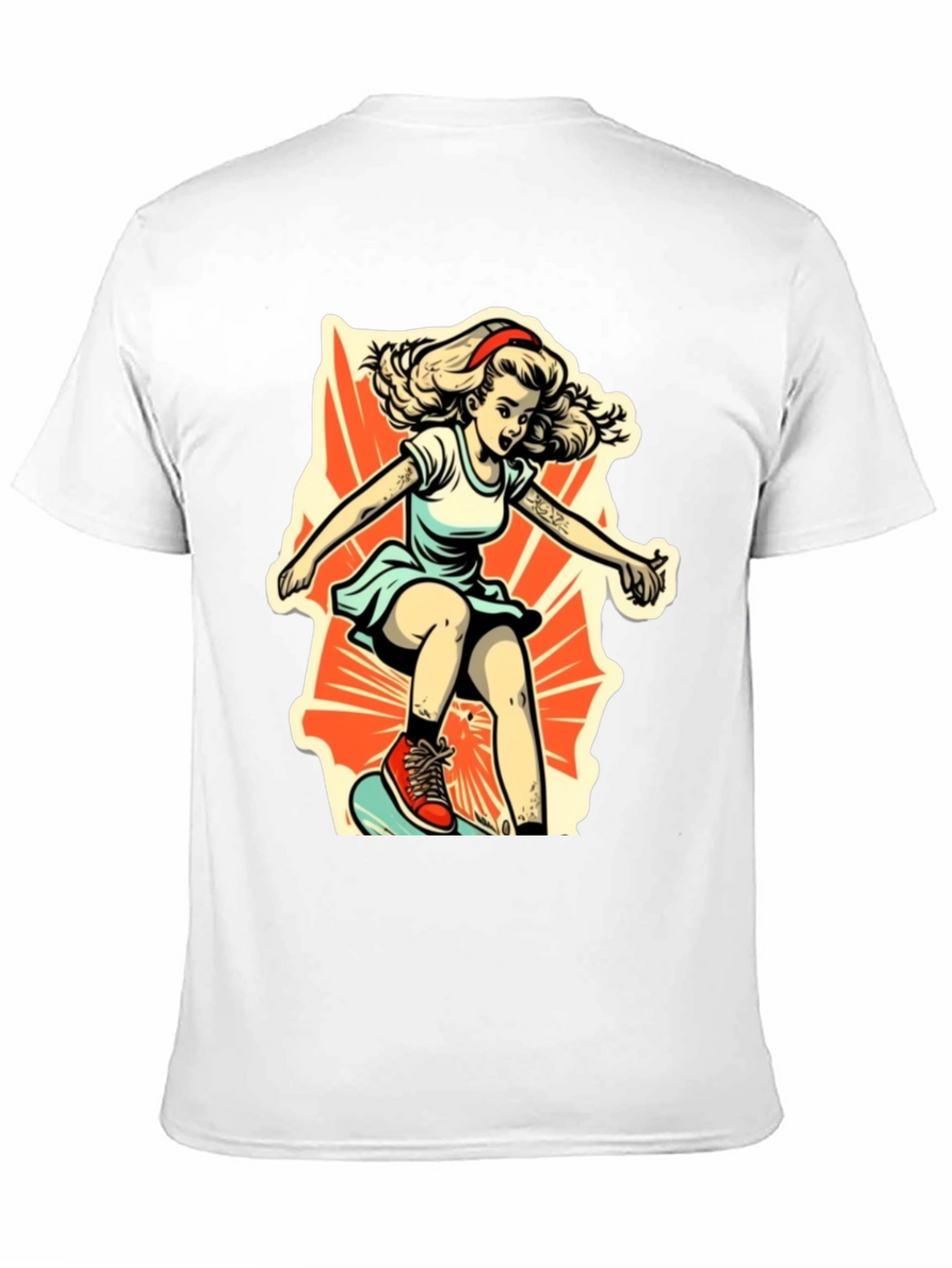 Retro Skater Girl Graphic T-Shirt
