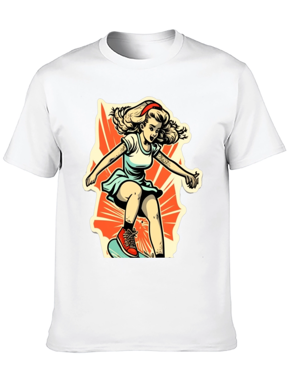 Retro Skater Girl Graphic T-Shirt