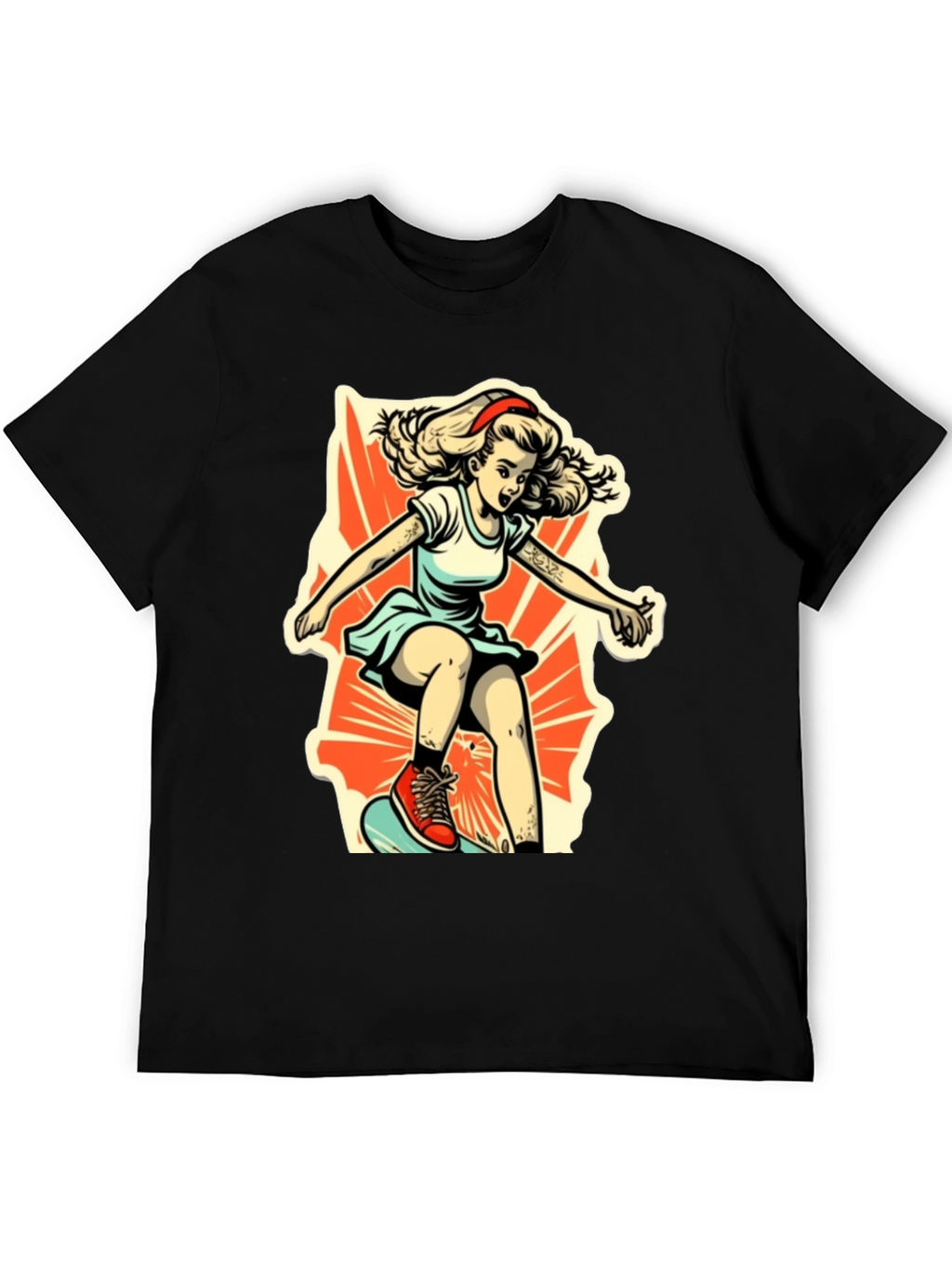 Retro Skater Girl Graphic T-Shirt