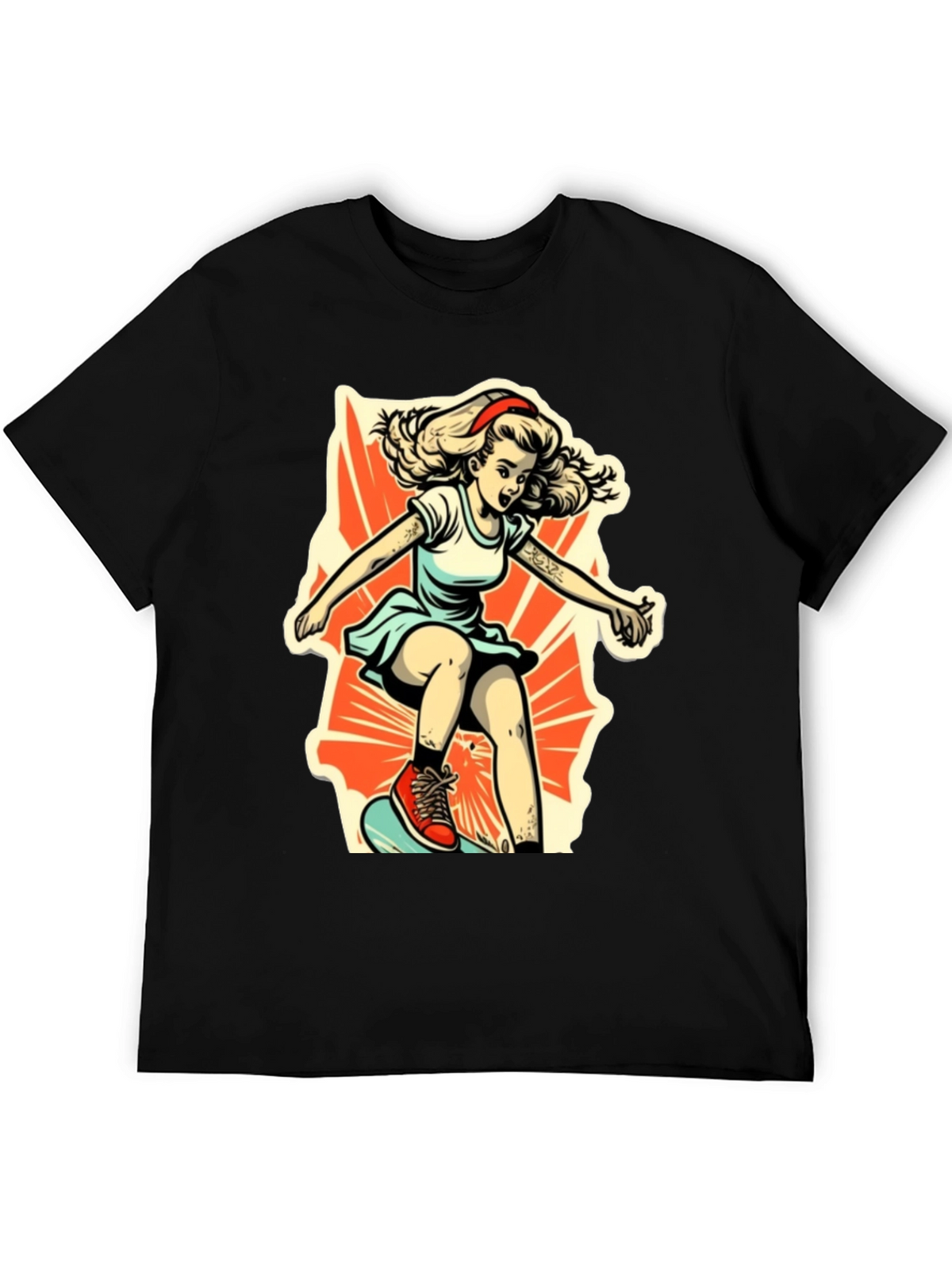 Retro Skater Girl Graphic T-Shirt