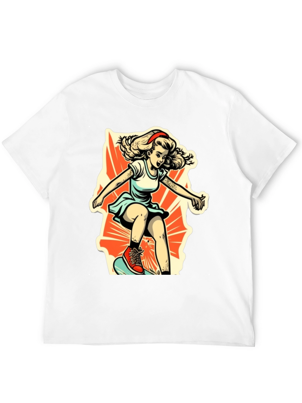 Retro Skater Girl Graphic T-Shirt