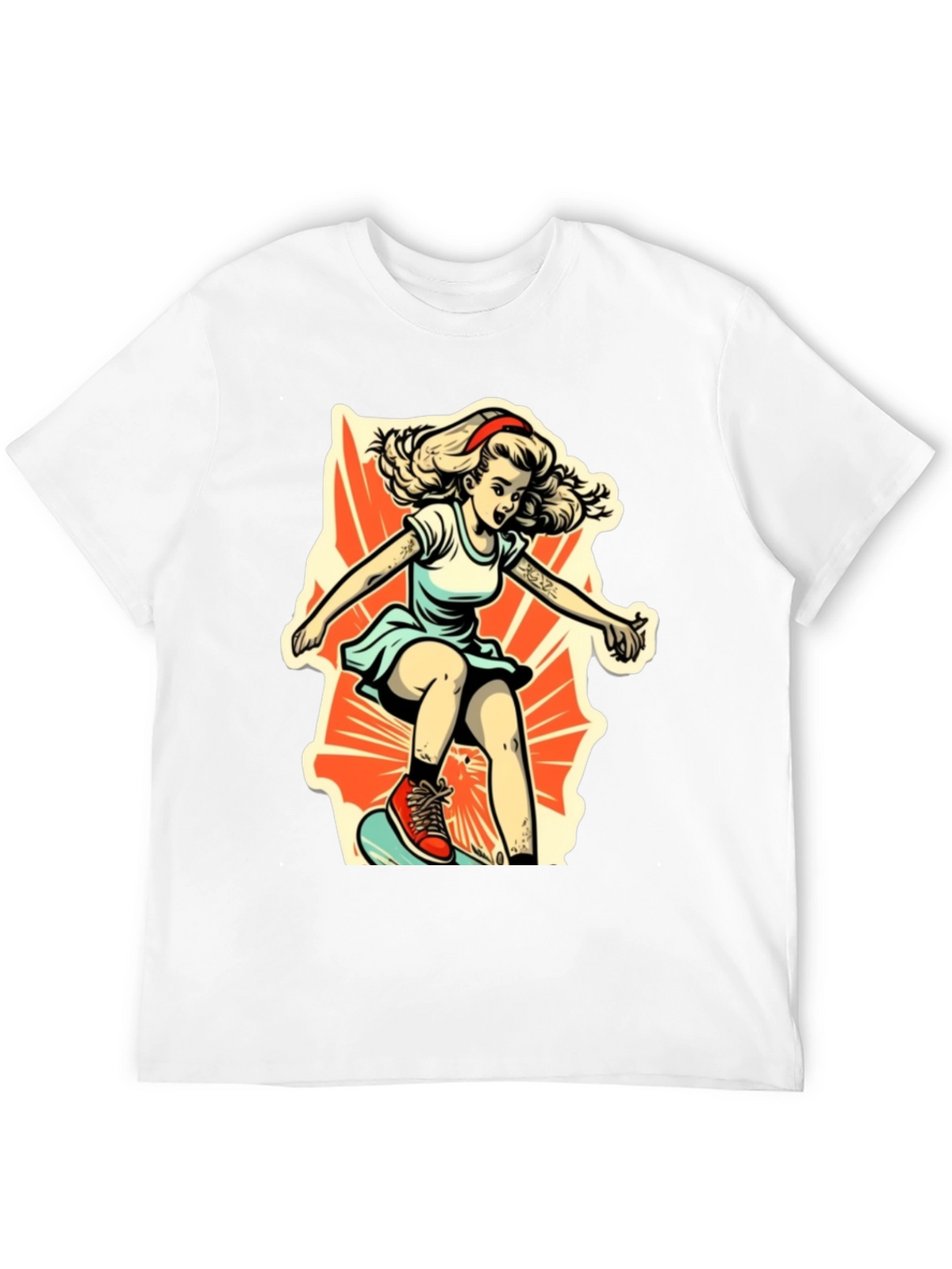 Retro Skater Girl Graphic T-Shirt