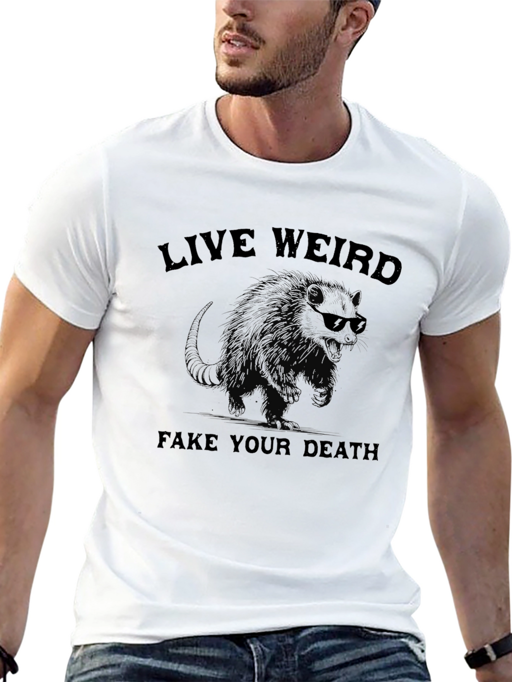 Live Weird Fake Your Death Graphic Tee