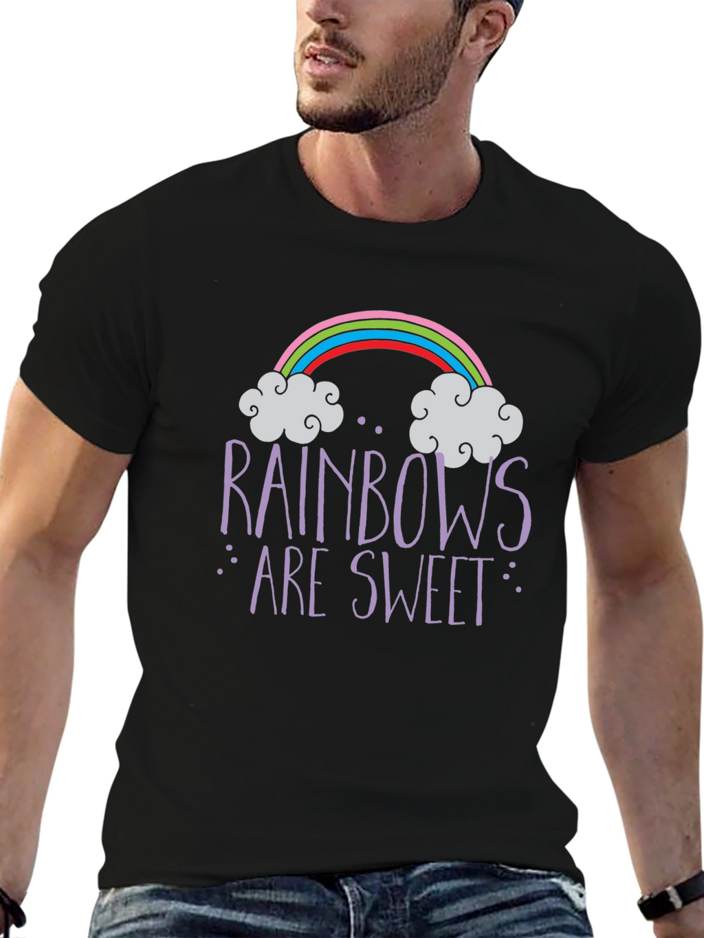 Rainbows Are Sweet Graphic Tee - Trendy Unisex T-Shirt