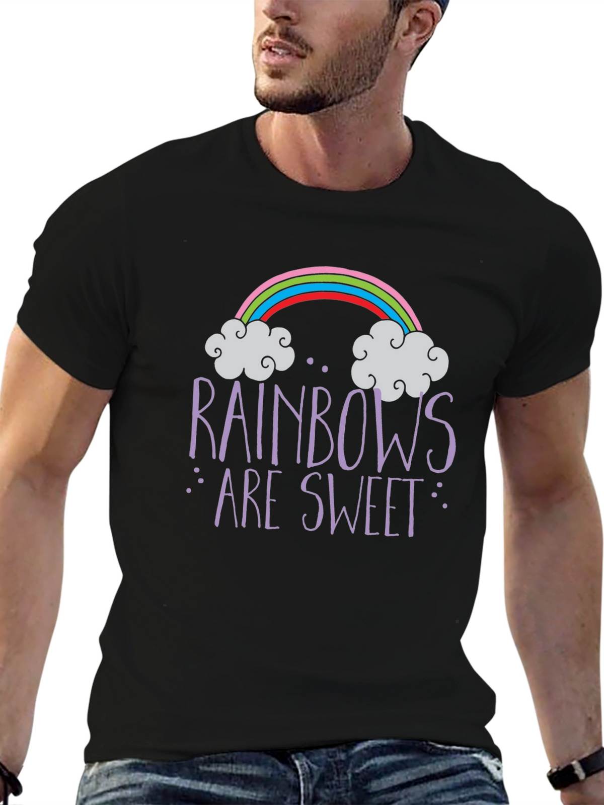 Rainbows Are Sweet Graphic Tee - Trendy Unisex T-Shirt