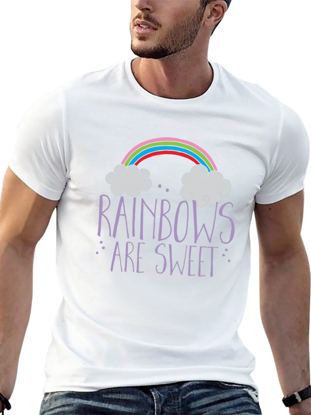 Rainbows Are Sweet Graphic Tee - Trendy Unisex T-Shirt