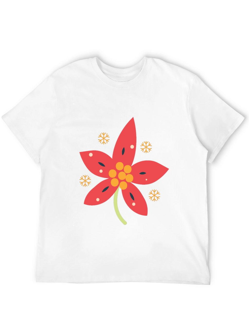 Festive Poinsettia Black T-Shirt