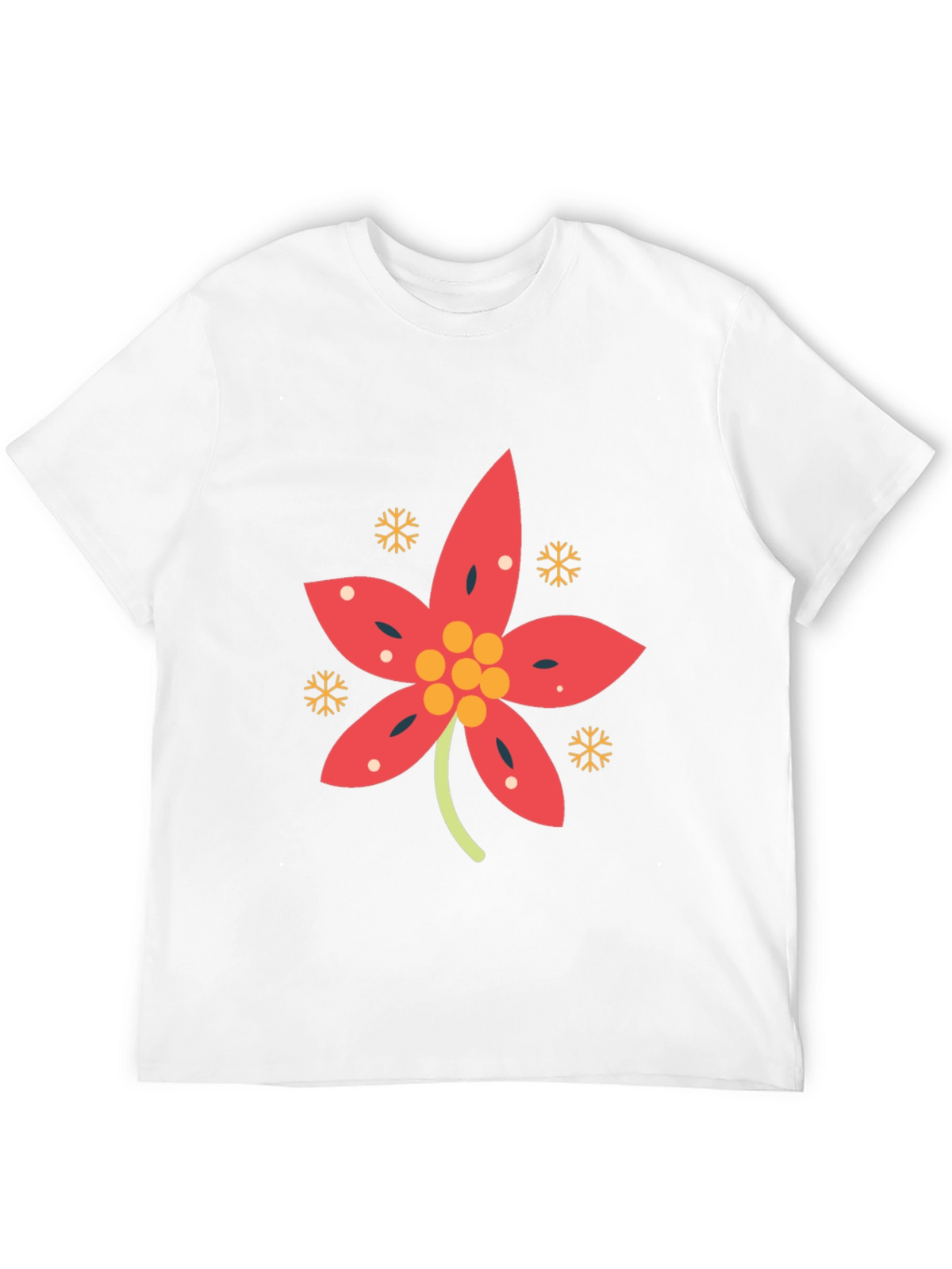 Festive Poinsettia Black T-Shirt