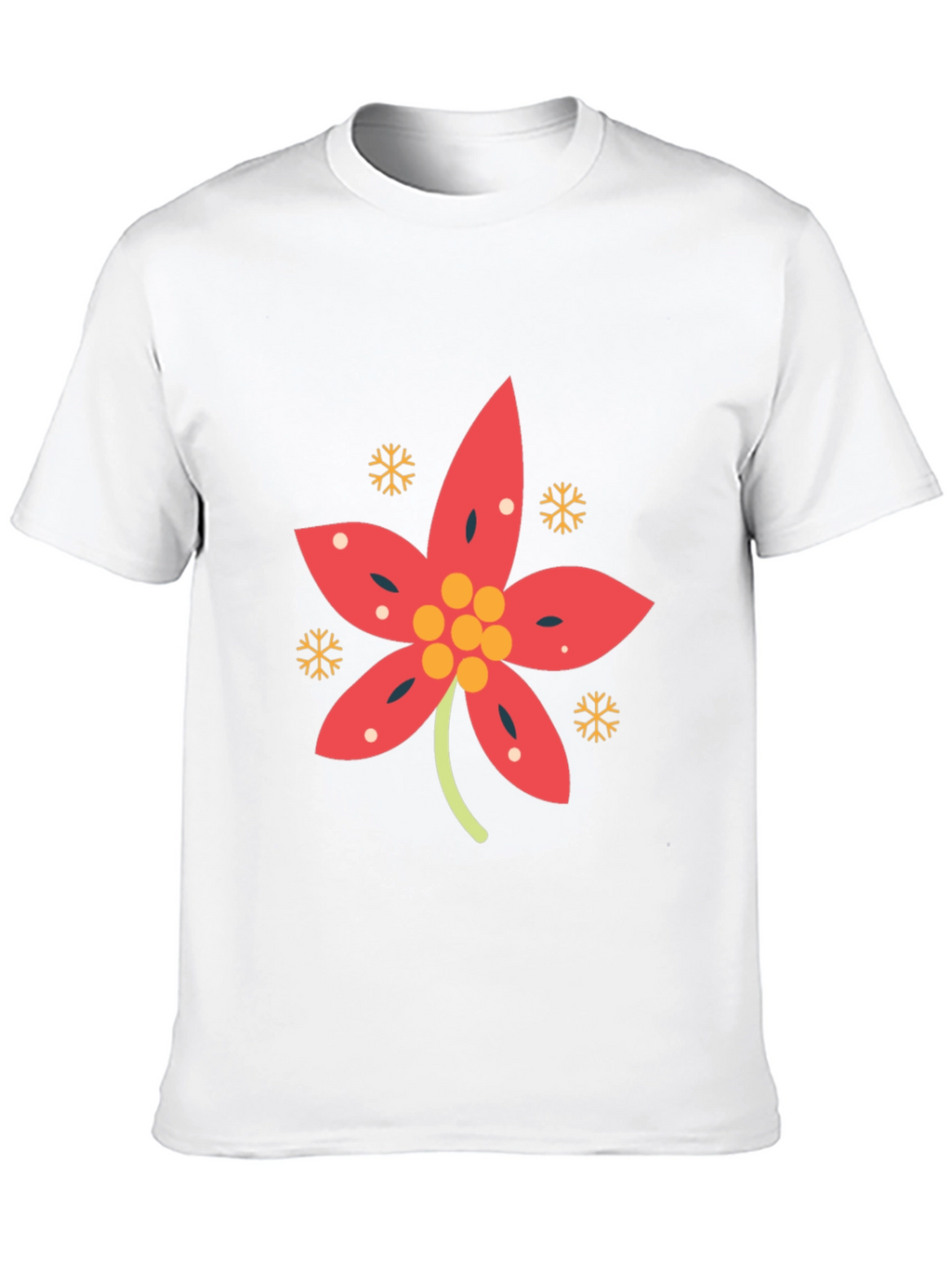 Festive Poinsettia Black T-Shirt