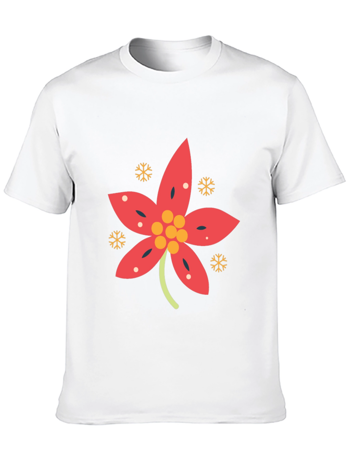Festive Poinsettia Black T-Shirt