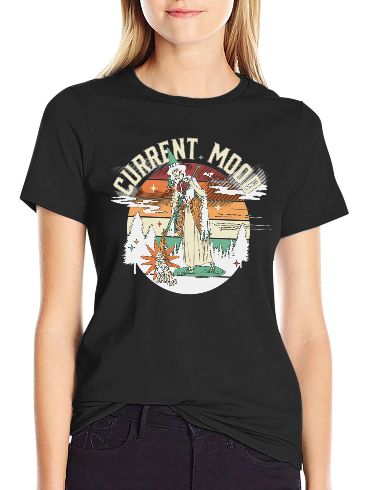 Current Mood Witch Graphic Tee - Unisex Black T-Shirt