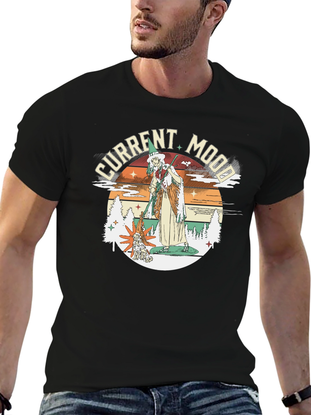 Current Mood Witch Graphic Tee - Unisex Black T-Shirt