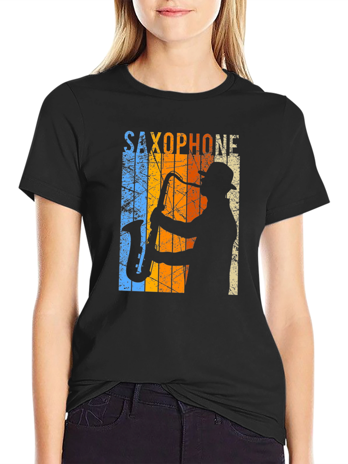 Retro Saxophone Player Graphic T-Shirt