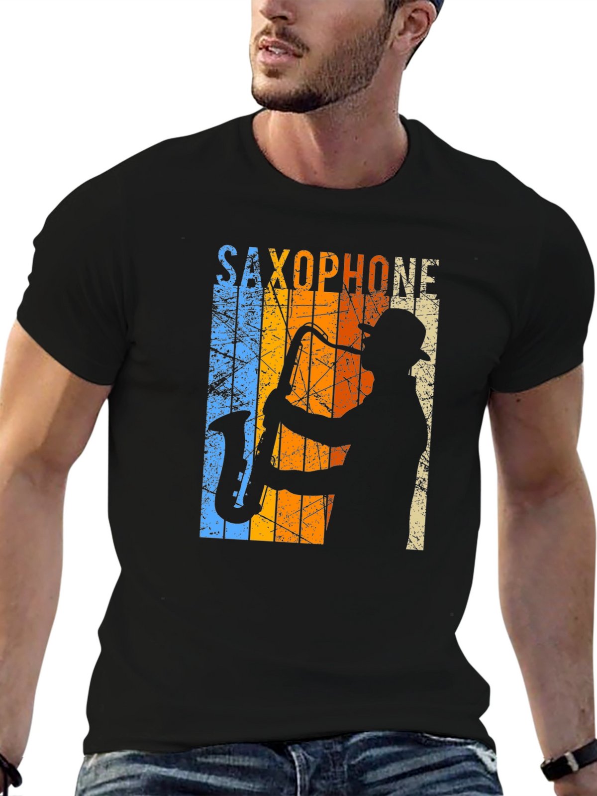 Retro Saxophone Player Graphic T-Shirt
