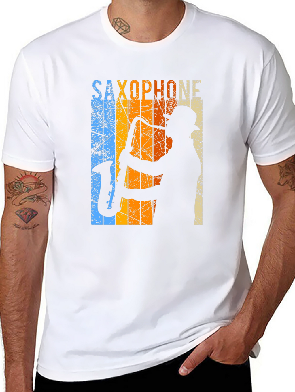 Retro Saxophone Player Graphic T-Shirt