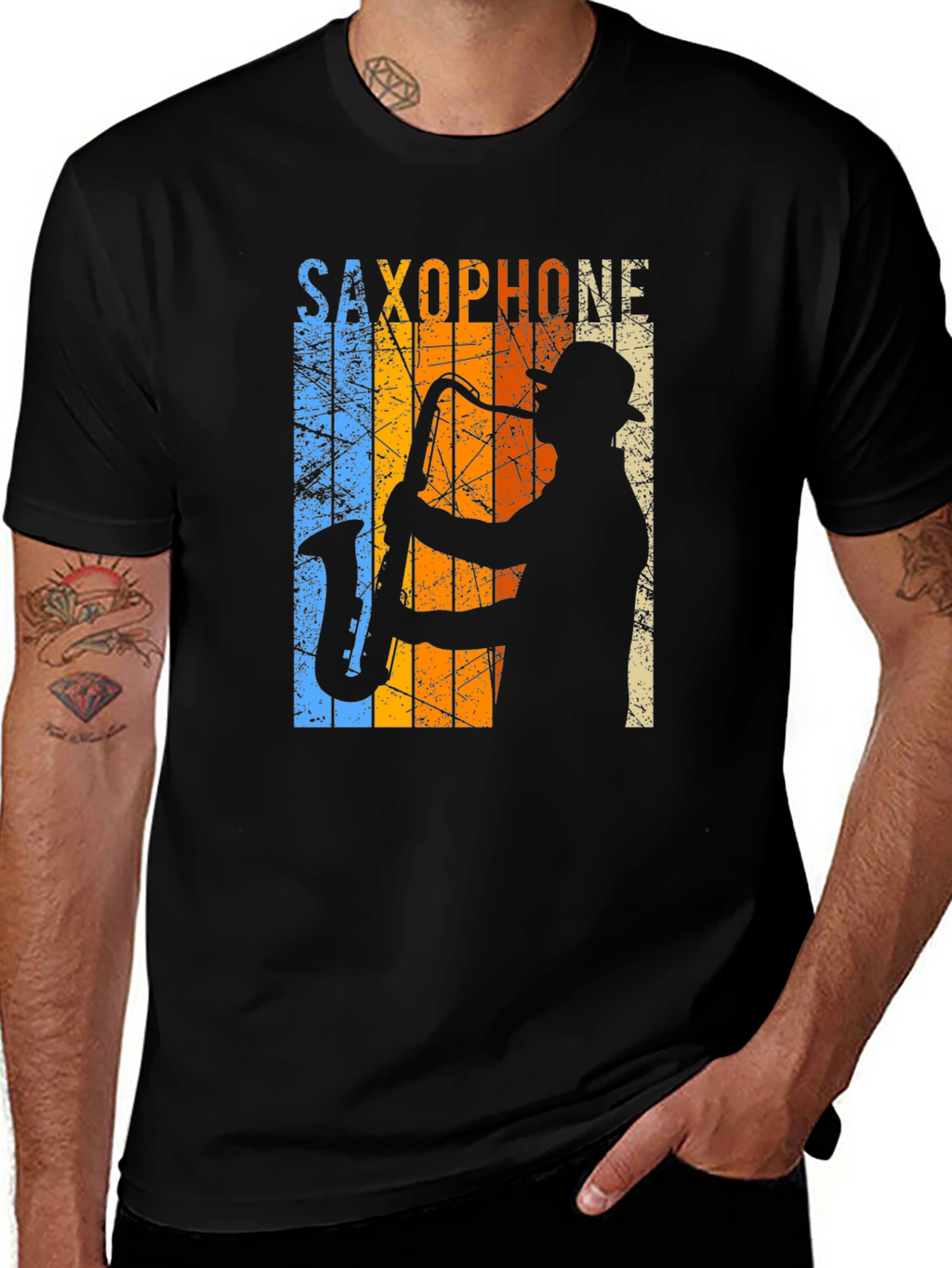 Retro Saxophone Player Graphic T-Shirt