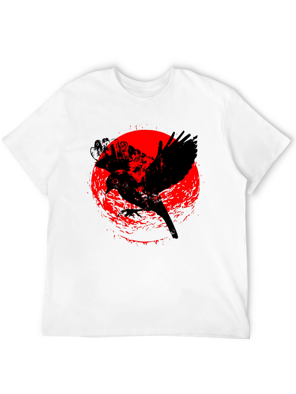 Raven Graphic Tee - Black Cotton Crew Neck