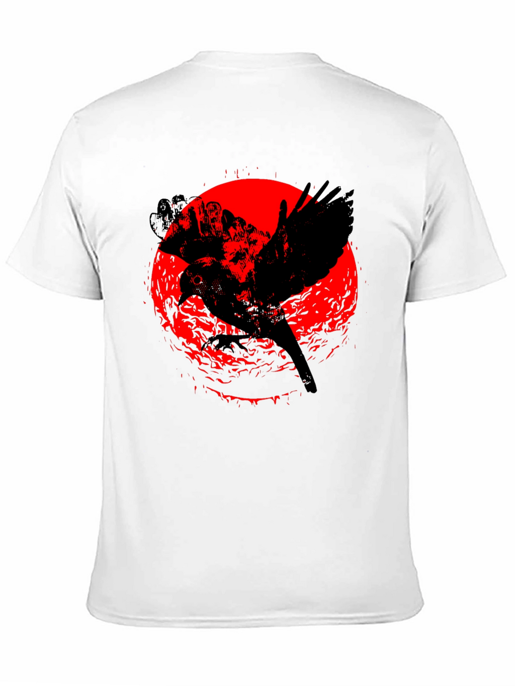 Raven Graphic Tee - Black Cotton Crew Neck