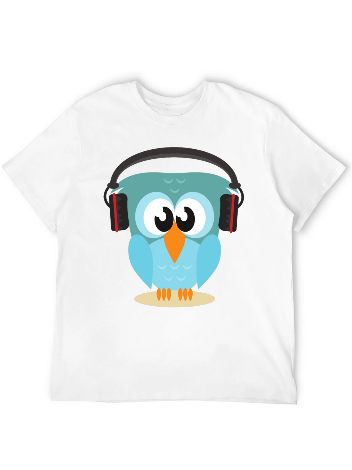 Owl With Headphones Graphic Tee - Black
