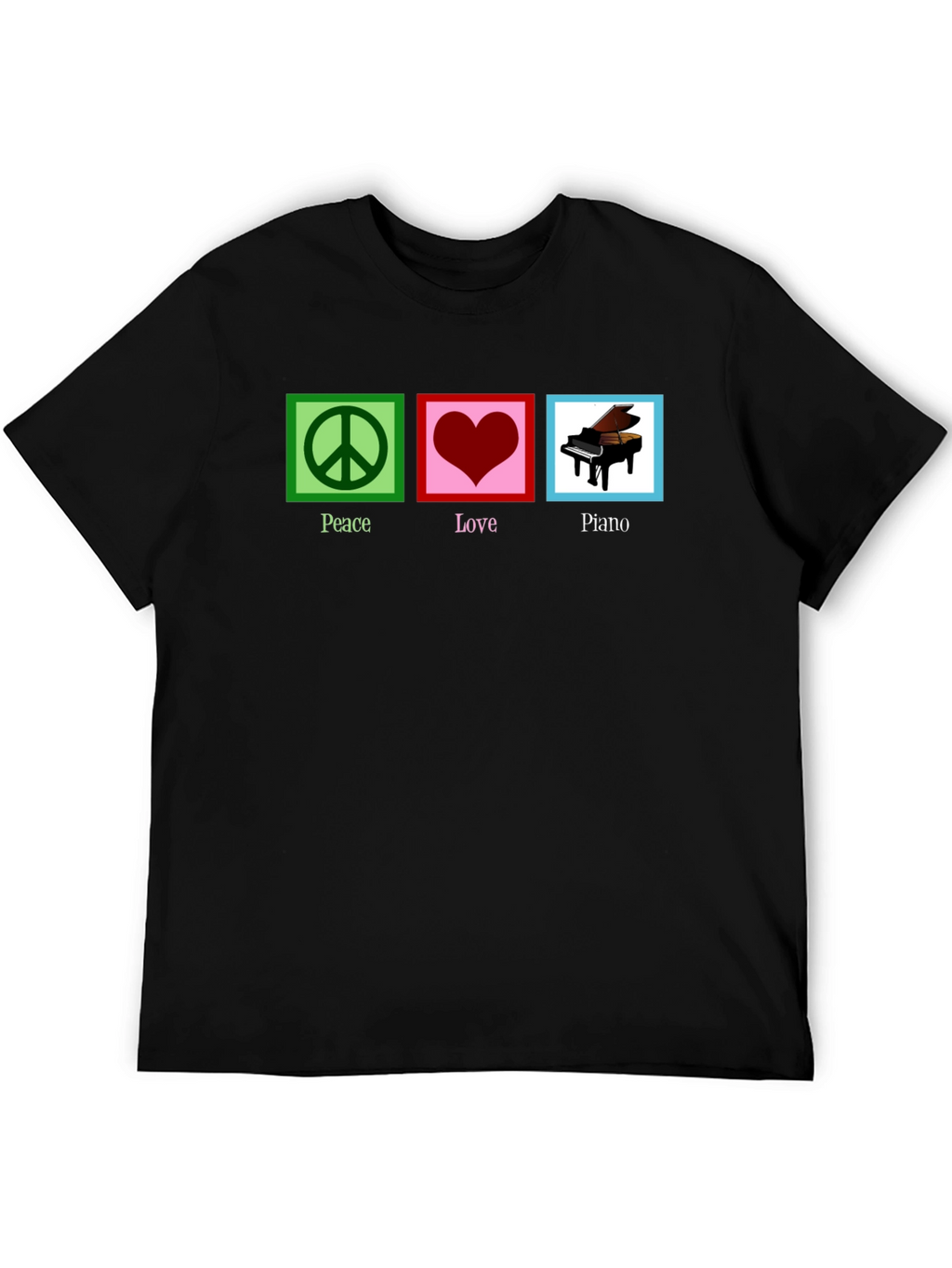 Peace Love Piano Graphic T-Shirt