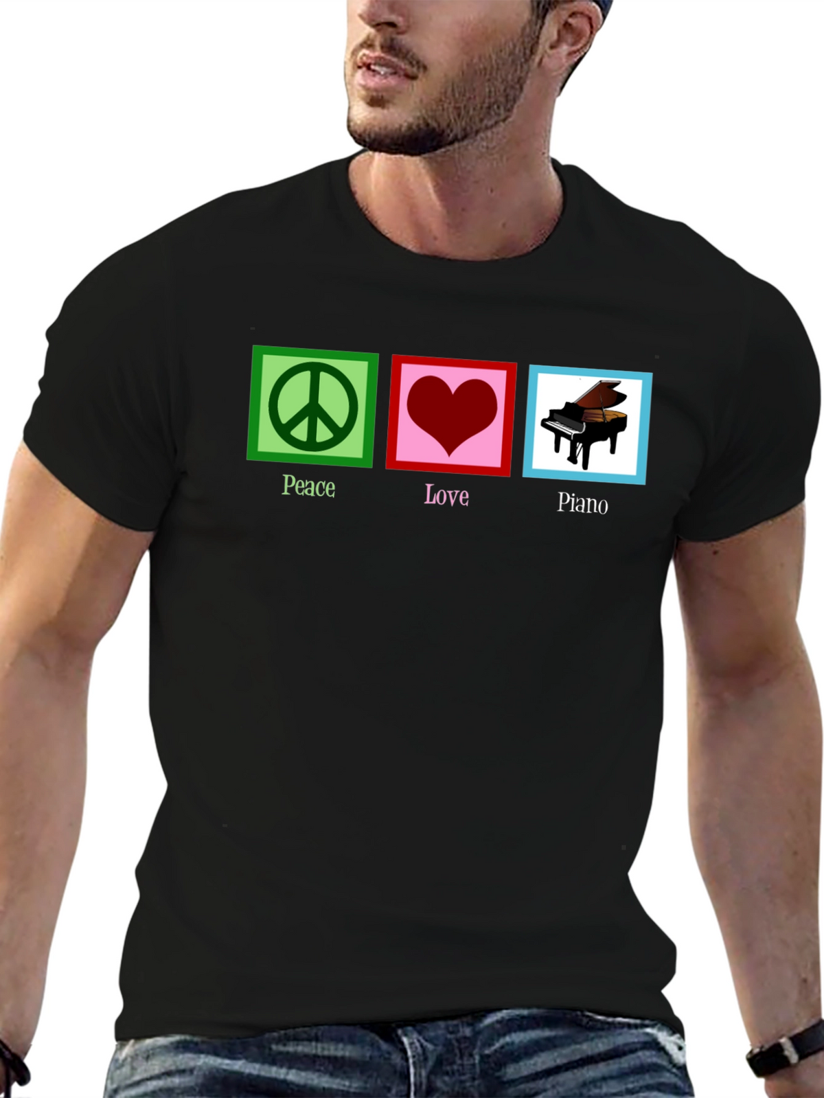 Peace Love Piano Graphic T-Shirt