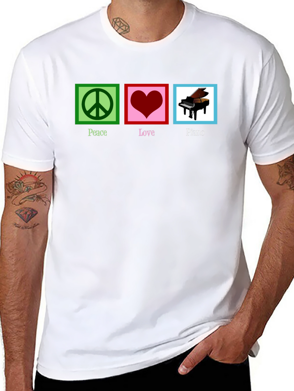 Peace Love Piano Graphic T-Shirt
