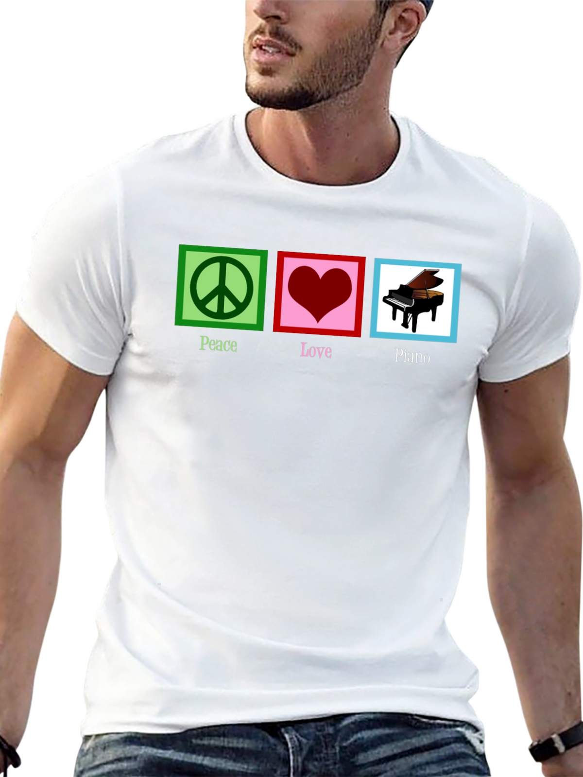 Peace Love Piano Graphic T-Shirt