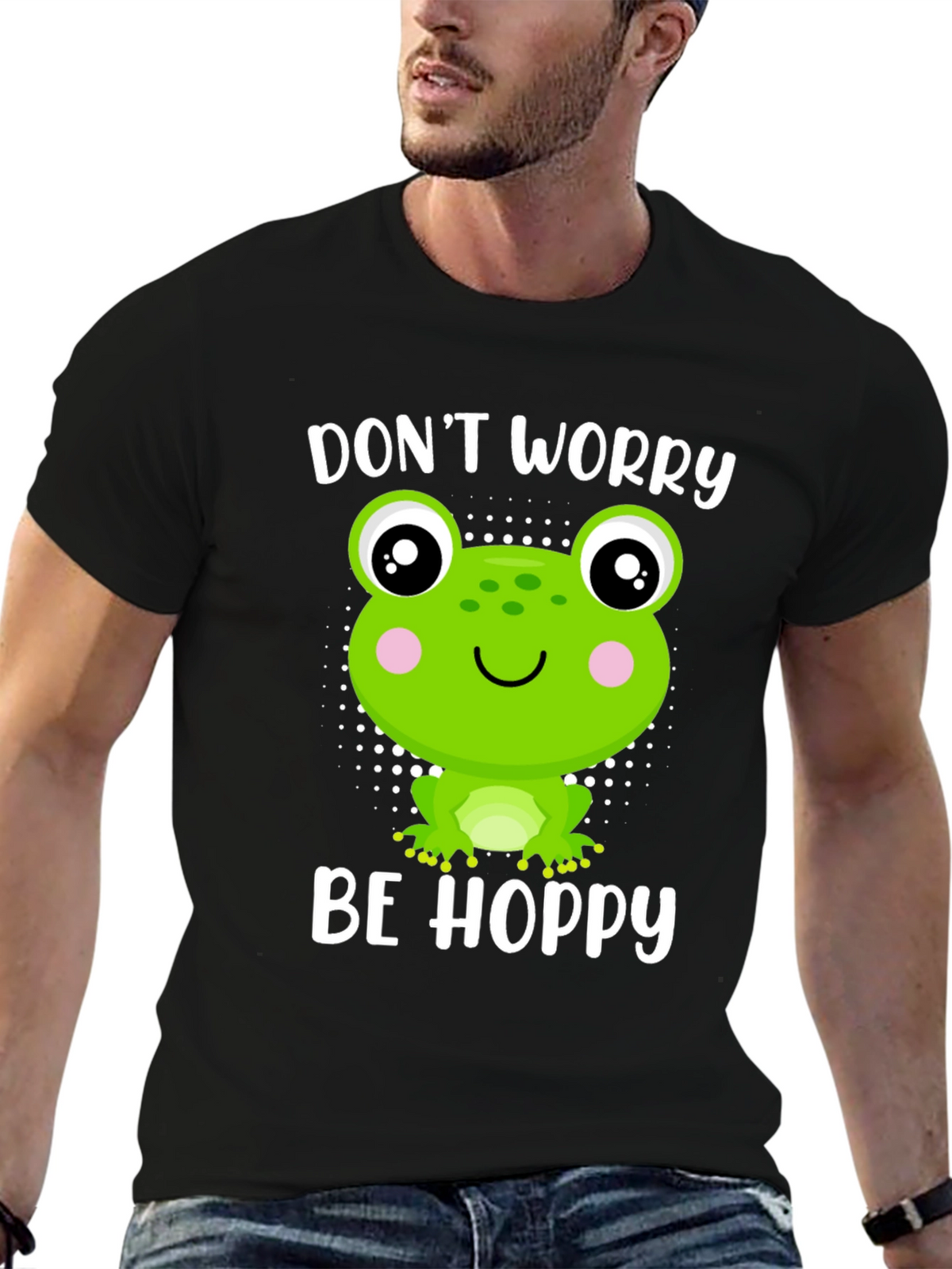 Dont Worry Be Hoppy Frog Graphic Tee