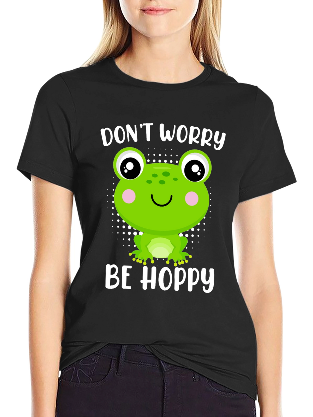 Dont Worry Be Hoppy Frog Graphic Tee