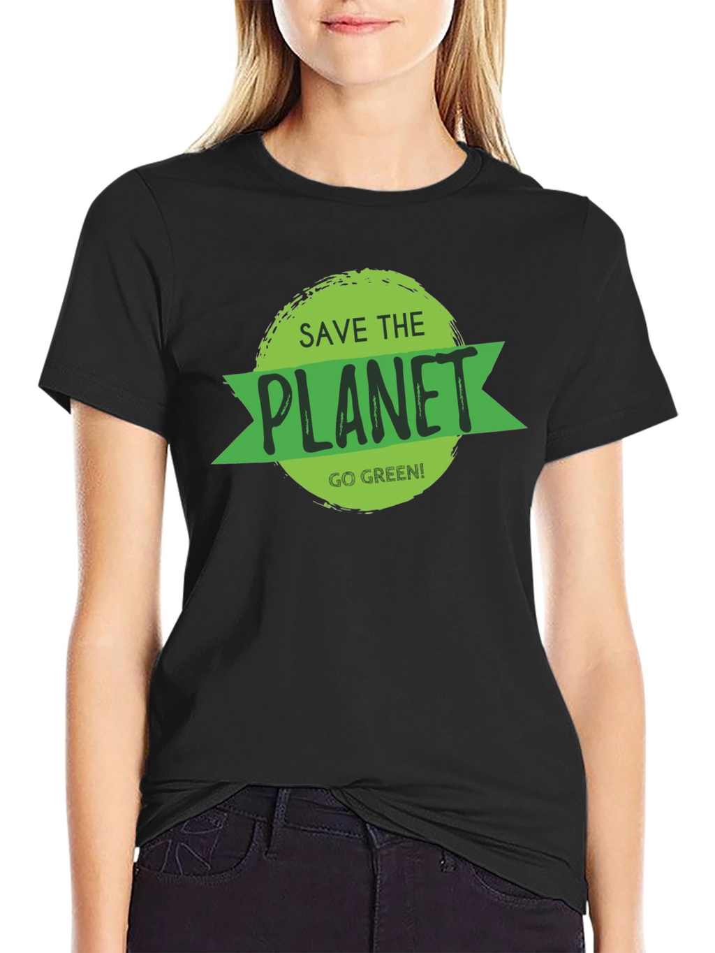 Save the Planet Black T-Shirt - Go Green!