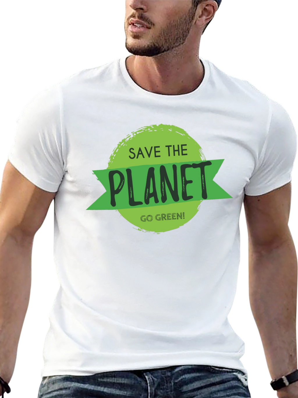 Save the Planet Black T-Shirt - Go Green!