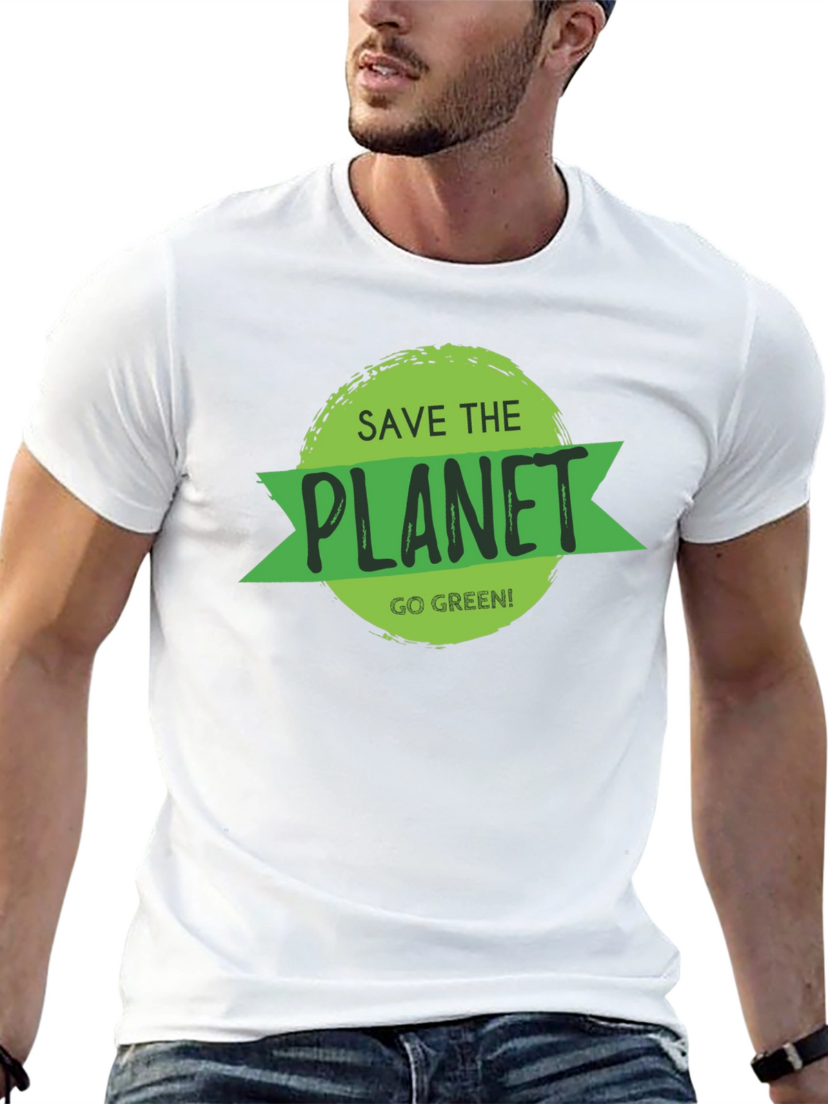 Save the Planet Black T-Shirt - Go Green!