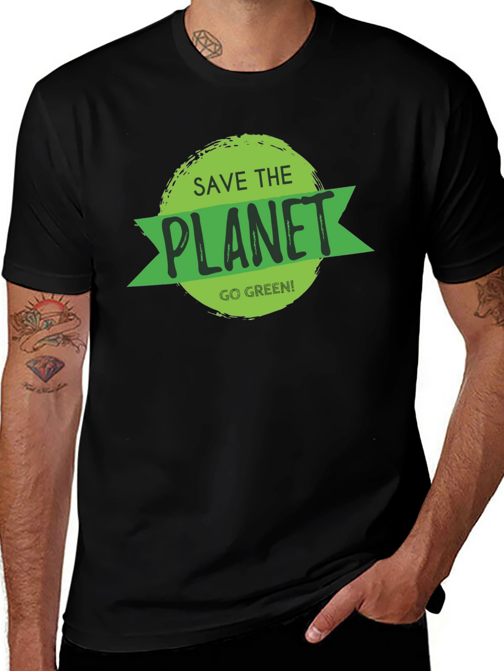 Save the Planet Black T-Shirt - Go Green!