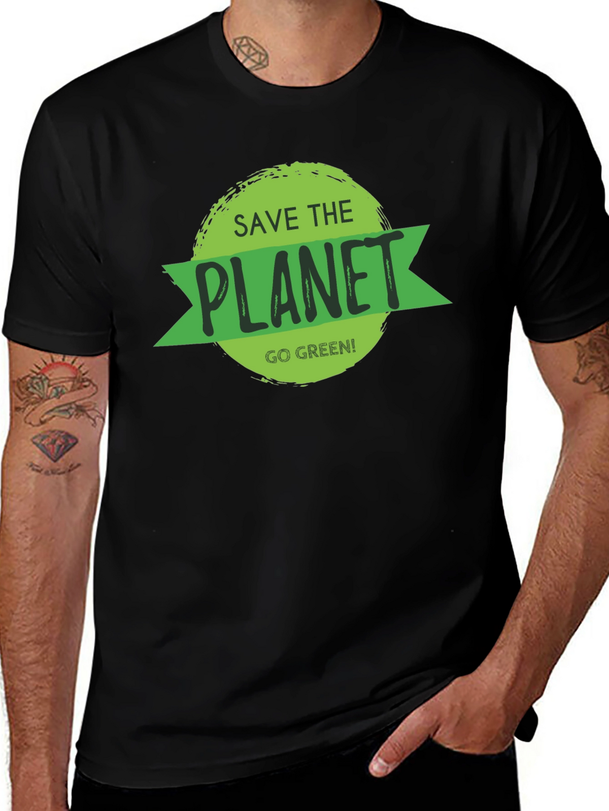 Save the Planet Black T-Shirt - Go Green!