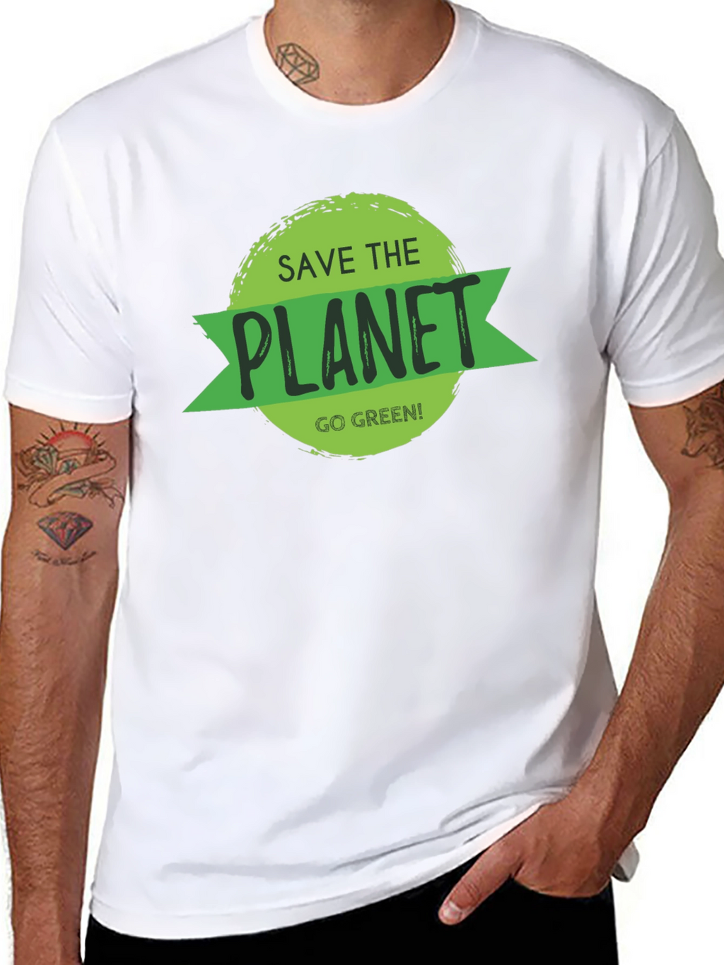 Save the Planet Black T-Shirt - Go Green!