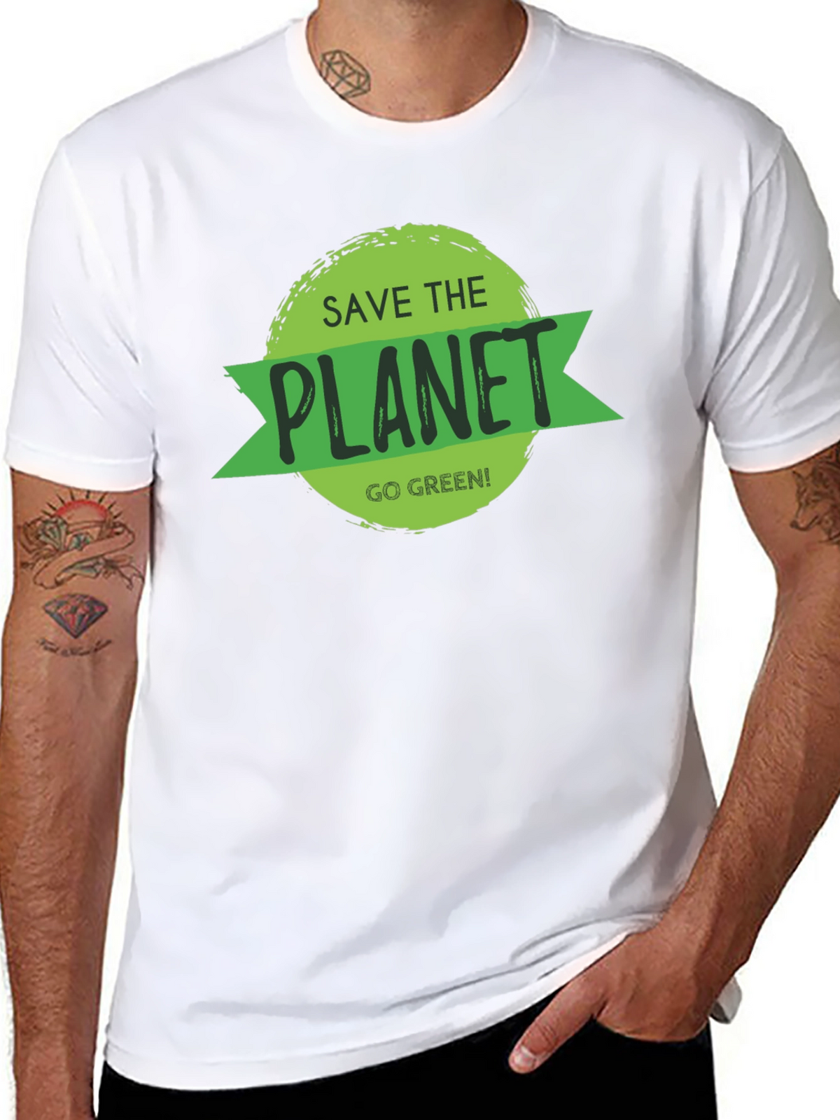 Save the Planet Black T-Shirt - Go Green!