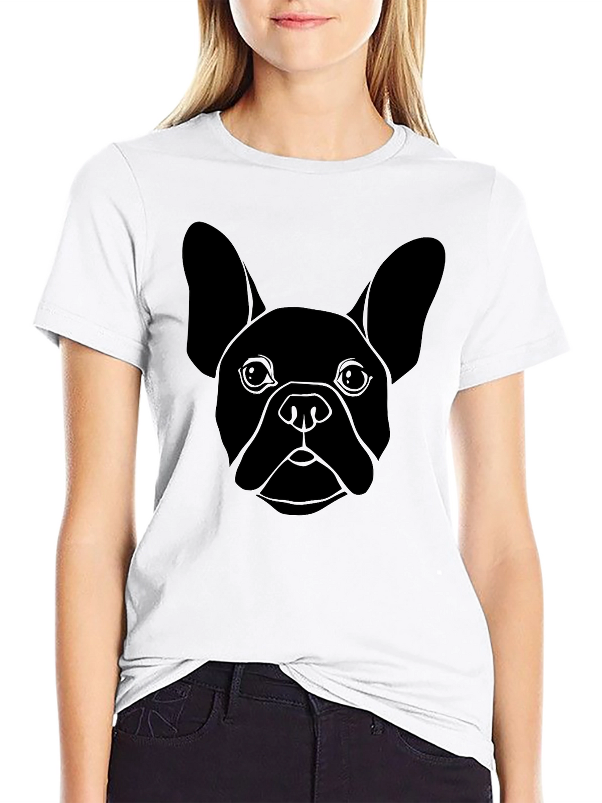 French Bulldog Outline Black T-Shirt