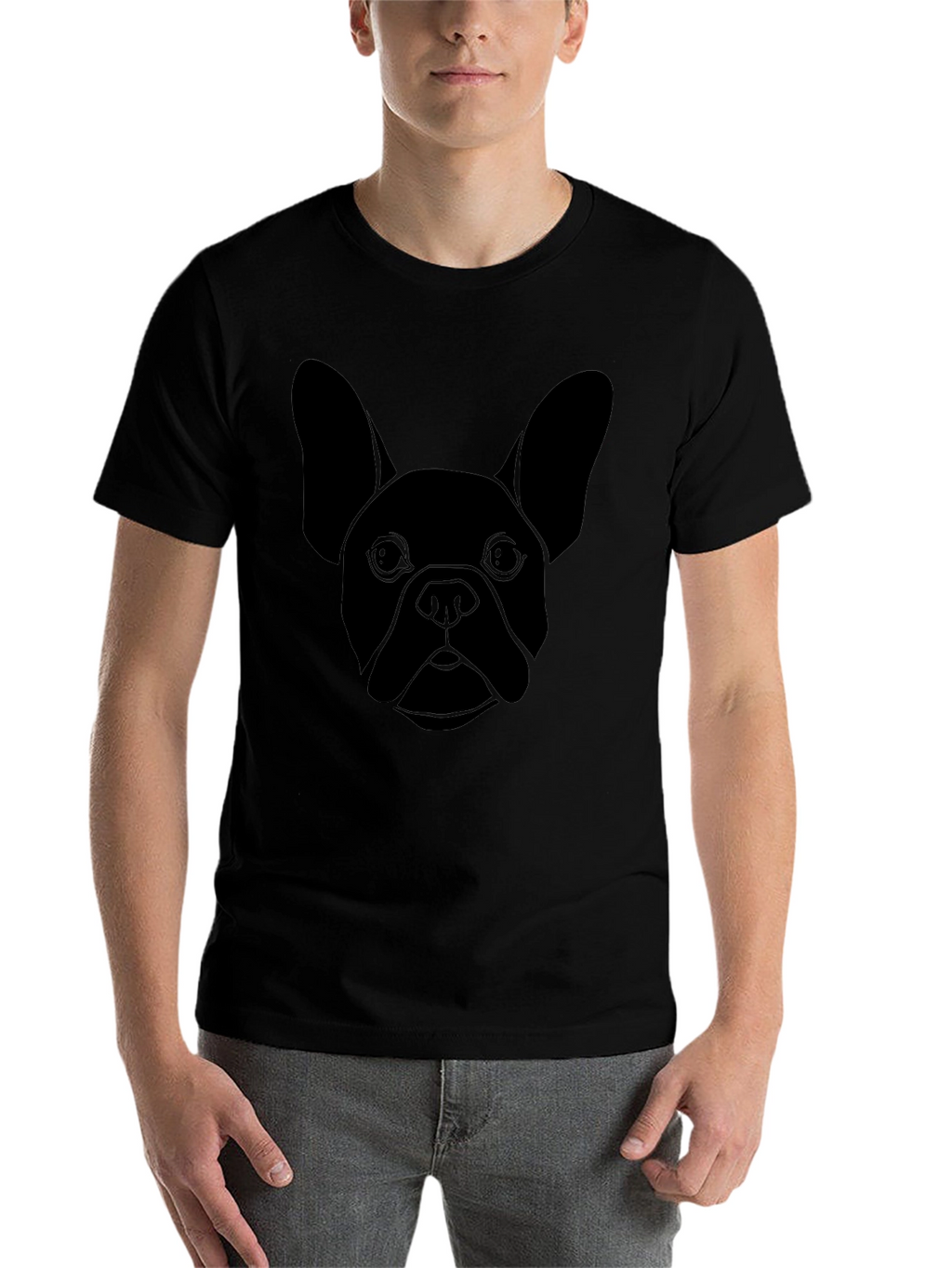 French Bulldog Outline Black T-Shirt