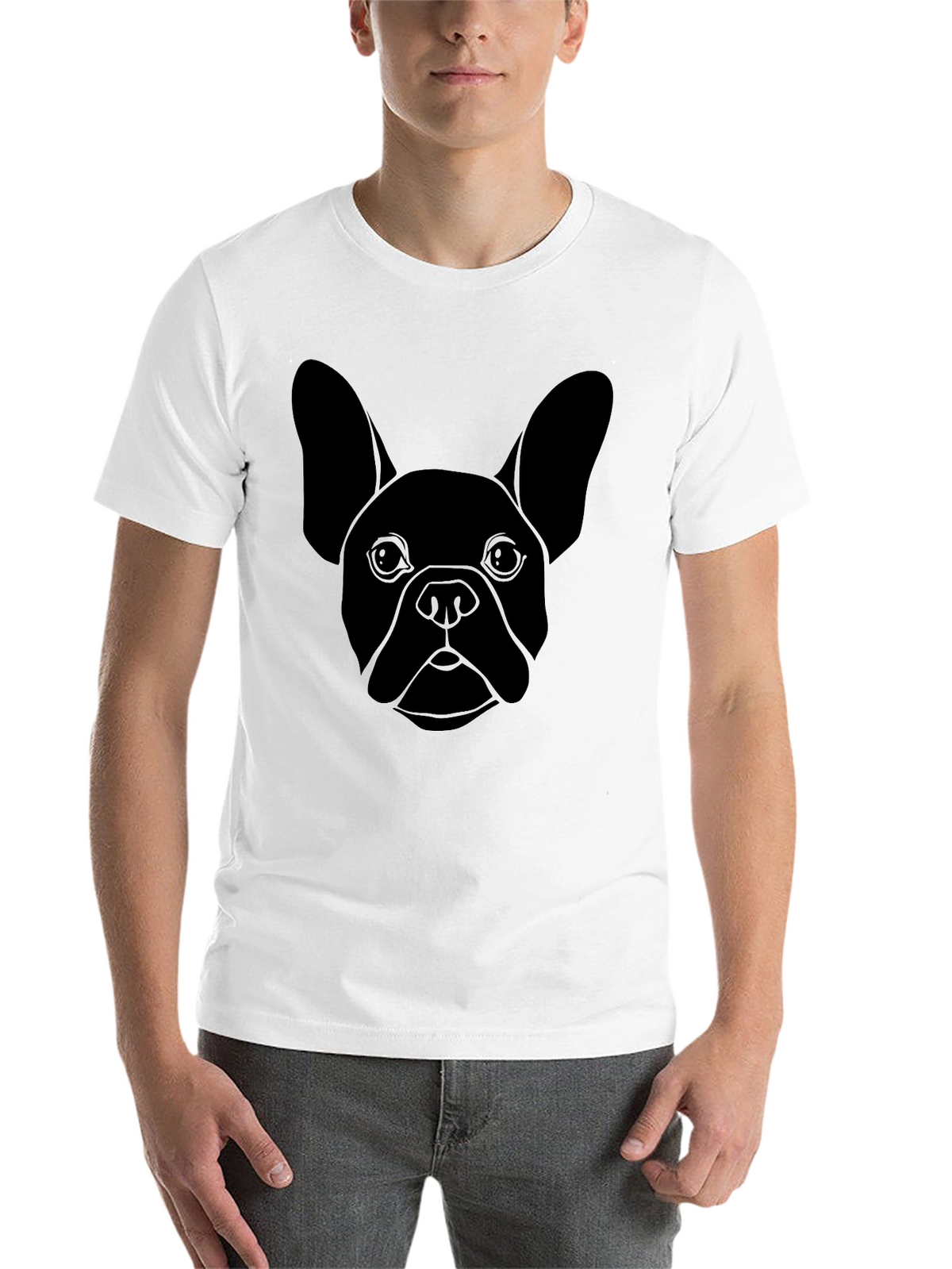 French Bulldog Outline Black T-Shirt
