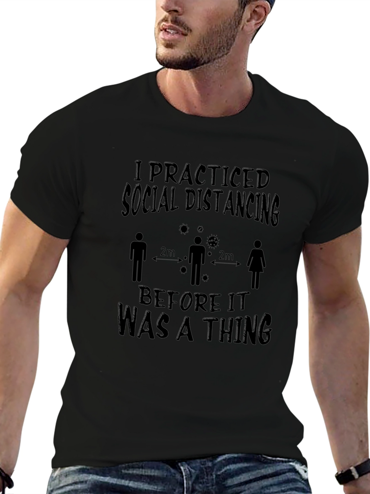 Social Distancing T-Shirt - Black Graphic Tee