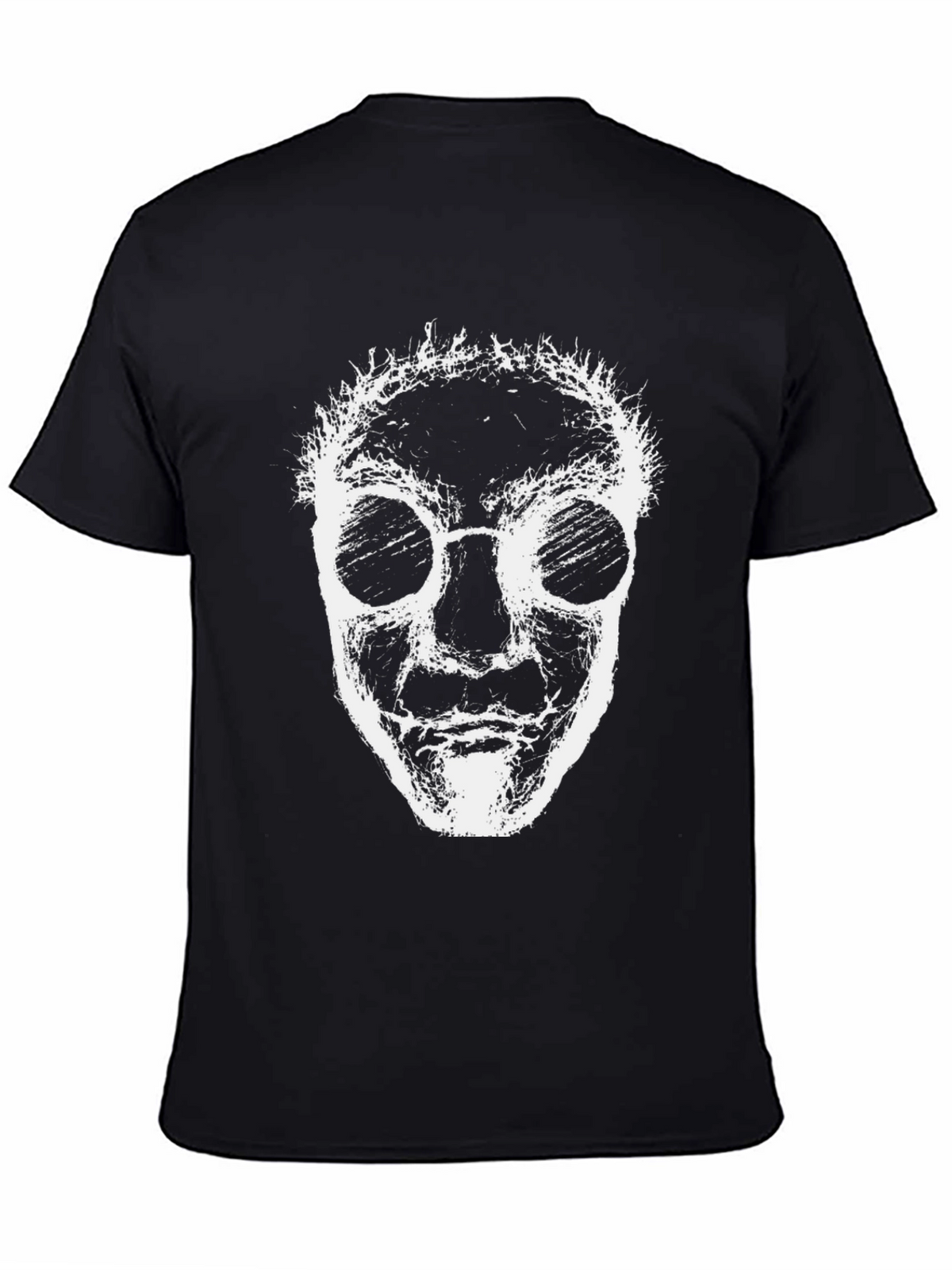 Abstract Face Graphic Tee - Black Crew Neck