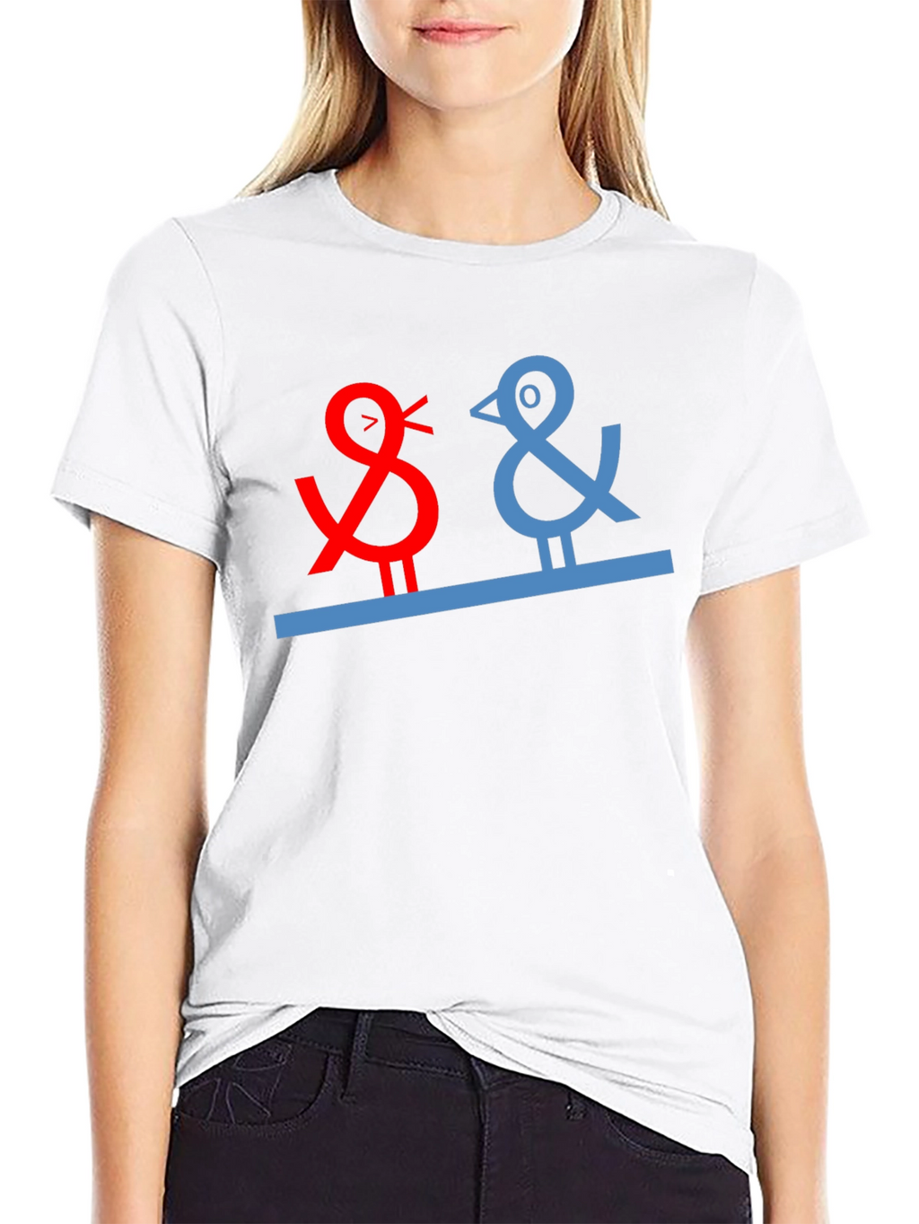 Quirky Bird Graphic Tee - Black Cotton Blend