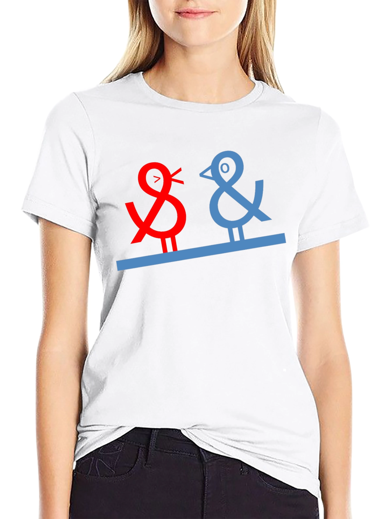 Quirky Bird Graphic Tee - Black Cotton Blend