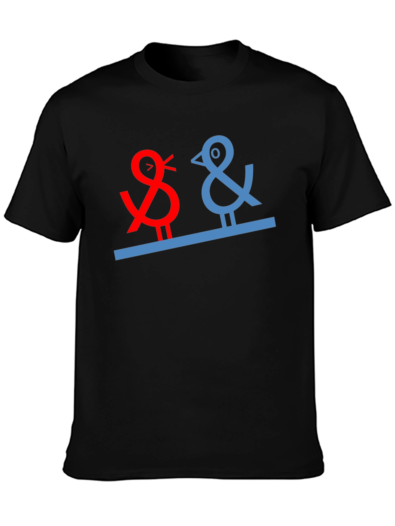Quirky Bird Graphic Tee - Black Cotton Blend
